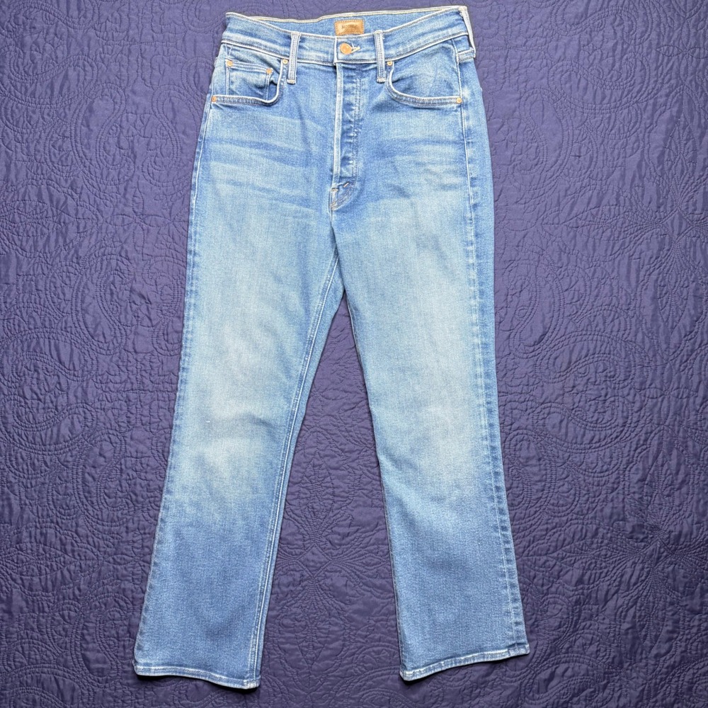 Mother The Tripper Ankle Jeans High Rise Straight Leg Blue Denim 26 Button Fly